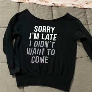Black Women's Sweatshirt with Statement Print